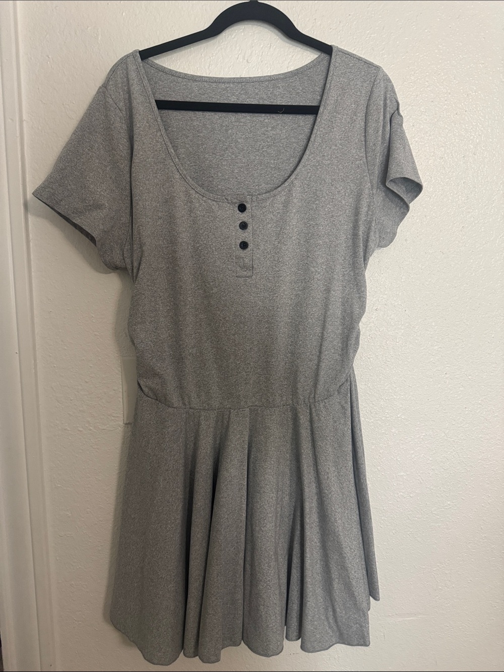 SHEIN Gray Short Sleeve Scoop Neck Mini Skater Dress
